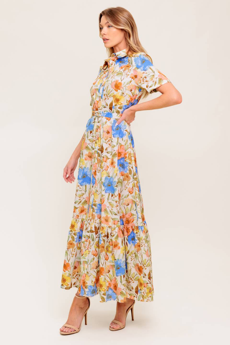 HAZEL DREAM IVORY WOVEN MIDI DRESS Flying Tomato